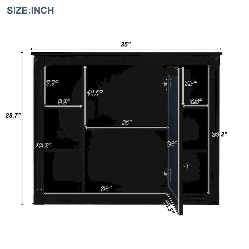 Meuble-lavabo de salle de bain de 36 avec lavabo intégré, meuble de rangement moderne avec 2 portes à fermeture amortie, 2 tiroirs et lavabo simple