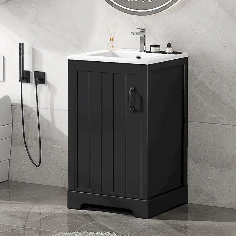Ensemble de meuble-lavabo de salle de bain de 20 avec lavabo en céramique, meuble moderne avec porte à fermeture amortie