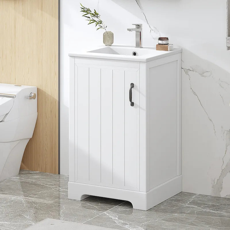 Ensemble de meuble-lavabo de salle de bain de 20 avec lavabo en céramique, meuble moderne avec porte à fermeture amortie