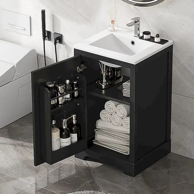 Ensemble de meuble-lavabo de salle de bain de 20 avec lavabo en céramique, meuble moderne avec porte à fermeture amortie
