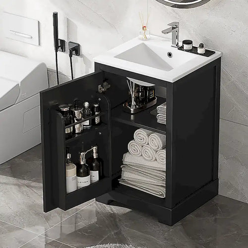 Badmöbel-Set mit Waschbecken aus Keramik, 20, moderner Waschtischunterschrank mit Tür mit Soft-Close-Funktion