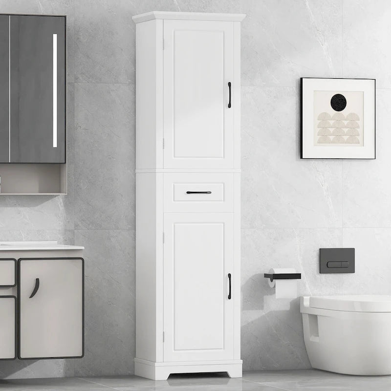 Versatile Freestanding Bathroom Cabinet with Adjustable Shelves and Multiple Storage Options