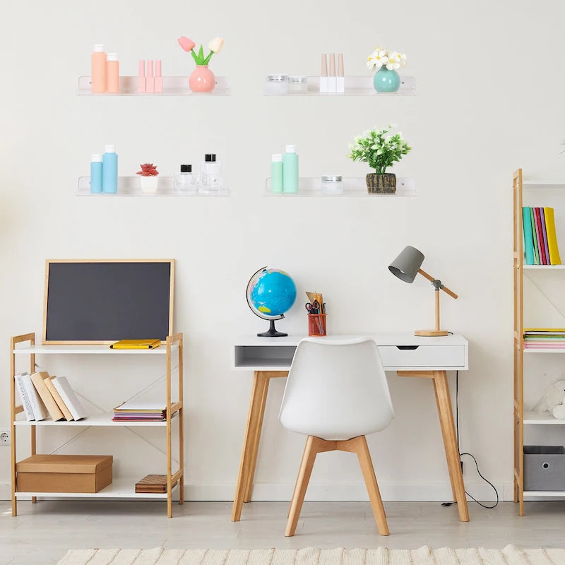 Estantes flotantes de acrílico para pared, estantes transparentes de acrílico para baño, dormitorio y sala de estar, estante expositor transparente de pared