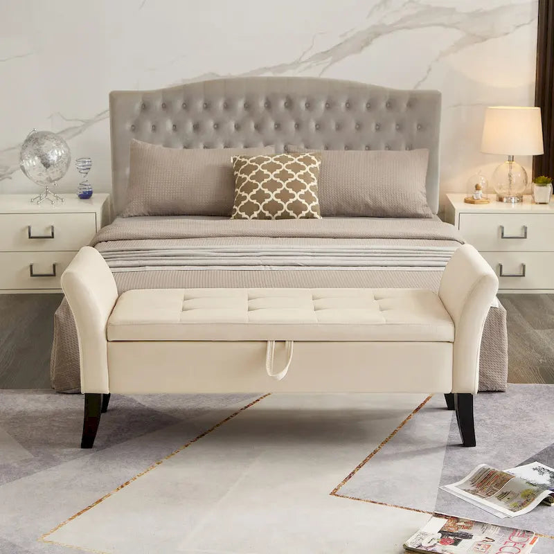 Banc de rangement avec accoudoirs pour chambre, entrée et salon