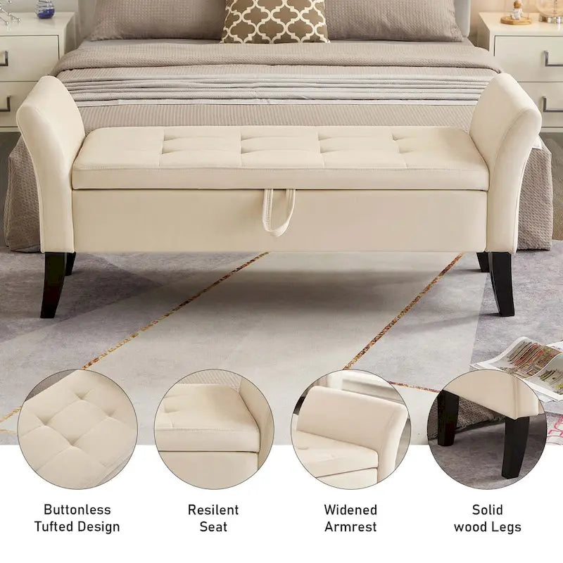 Sitzbank mit Armlehnen und Stauraum für Schlafzimmer, Eingangsbereich und Wohnzimmer