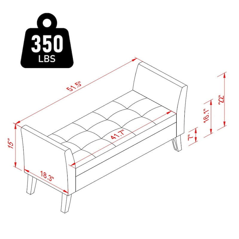 Sitzbank mit Armlehnen und Stauraum für Schlafzimmer, Eingangsbereich und Wohnzimmer