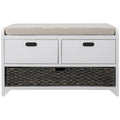 Banc de rangement avec panier amovible, 2 tiroirs et coussin amovible