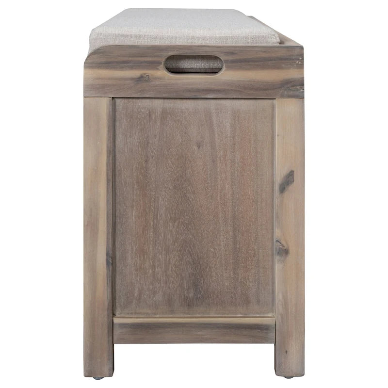 Banc de rangement avec panier amovible, 2 tiroirs et coussin amovible