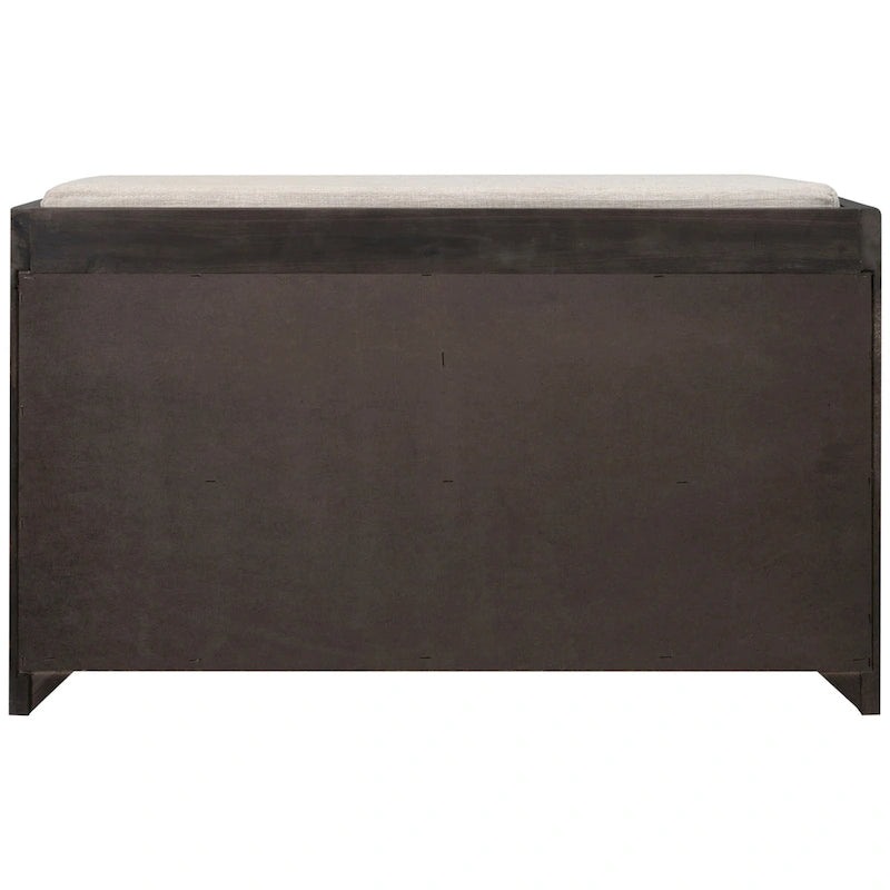 Banc de rangement avec panier amovible, 2 tiroirs et coussin amovible