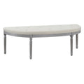 Coastal Tufted Beige Upholstered Wood Leg Bench