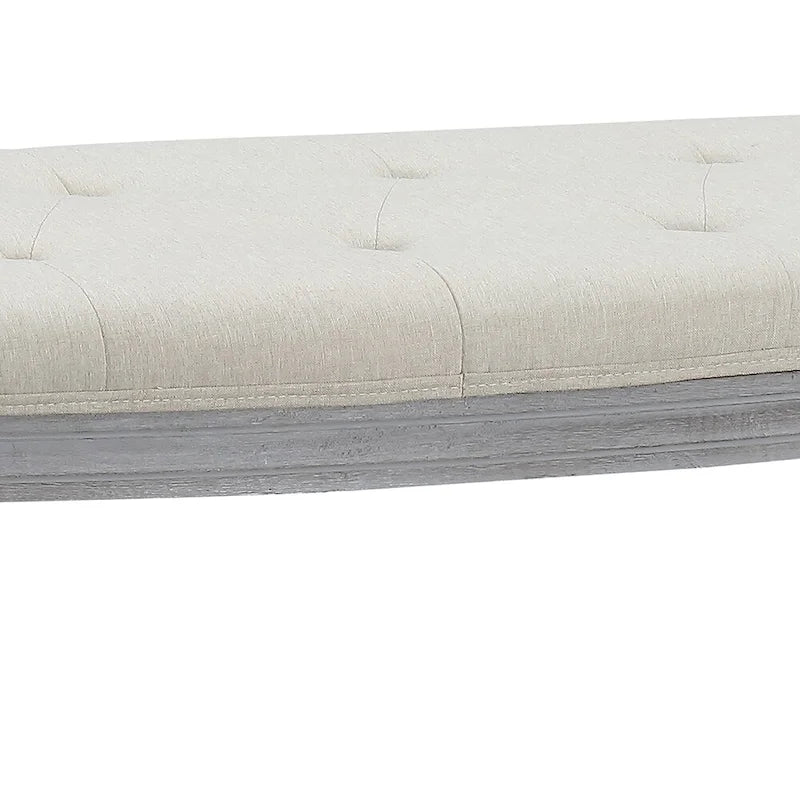 Banc côtier beige capitonné avec pieds en bois