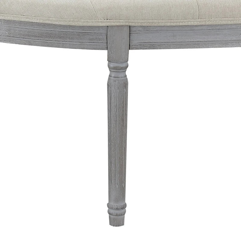 Banc côtier beige capitonné avec pieds en bois