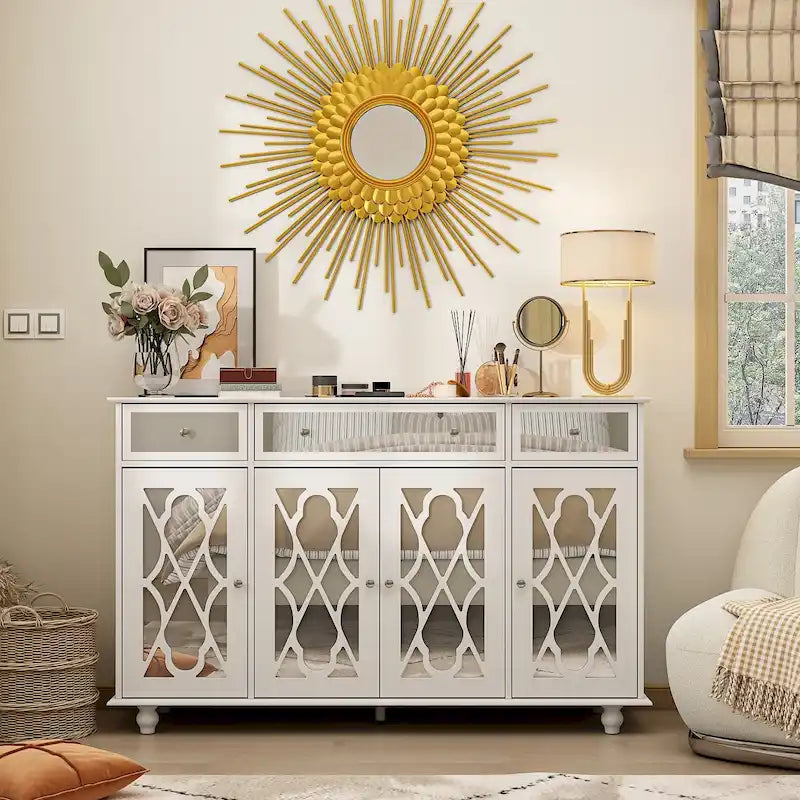 Buffet de rangement décoratif avec miroir, 55.1