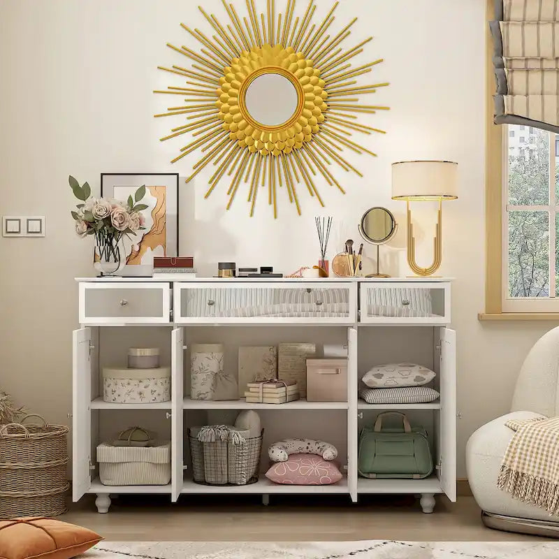 Buffet de rangement décoratif avec miroir, 55.1