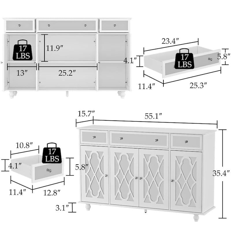 55.1 Akzentschrank mit Spiegel, Sideboard- und Buffetschrank