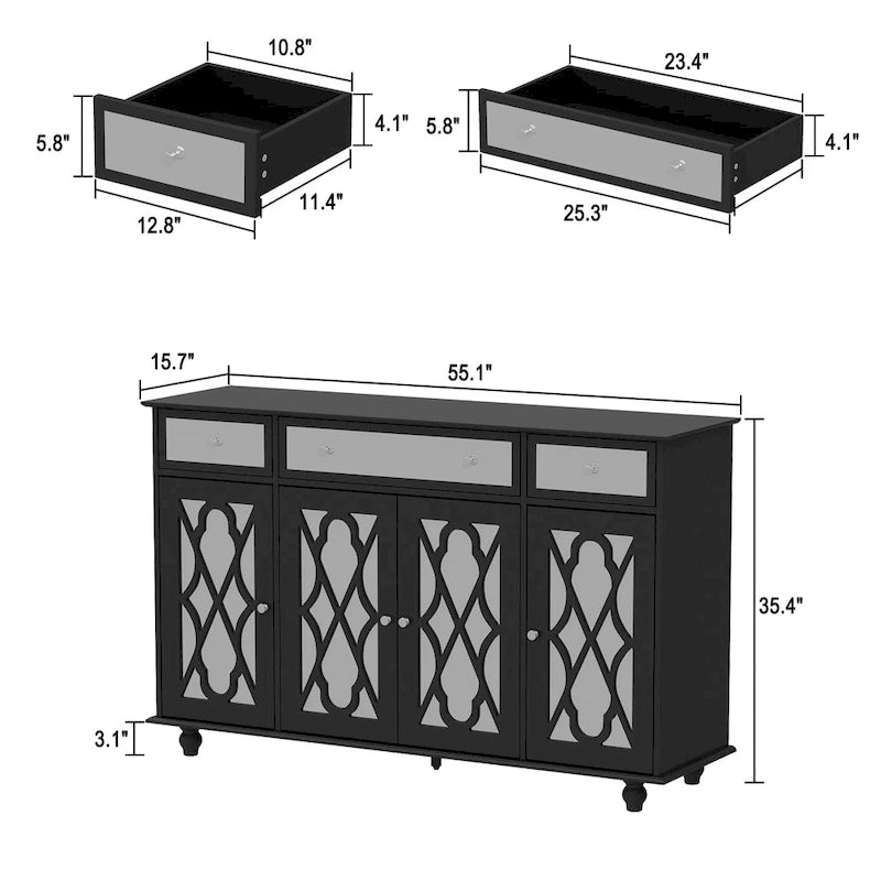 55.1 Akzentschrank mit Spiegel, Sideboard- und Buffetschrank