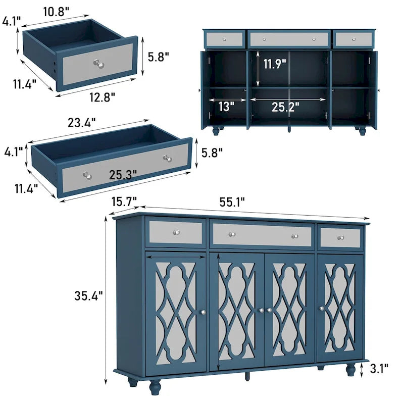 55.1 Akzentschrank mit Spiegel, Sideboard- und Buffetschrank