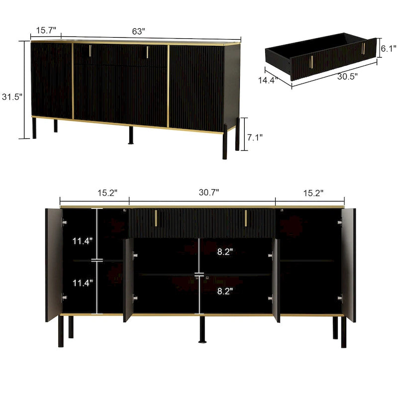Aparador de cocina, mesa auxiliar y armario de almacenamiento decorativo para recibidor