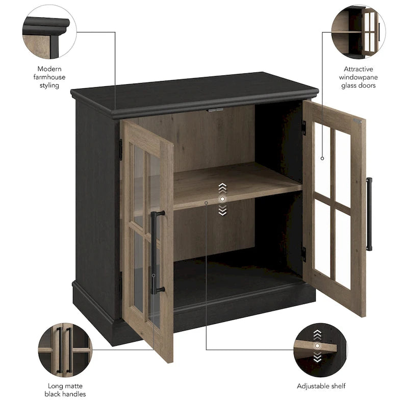 Armoire de rangement de 32W avec portes vitrées