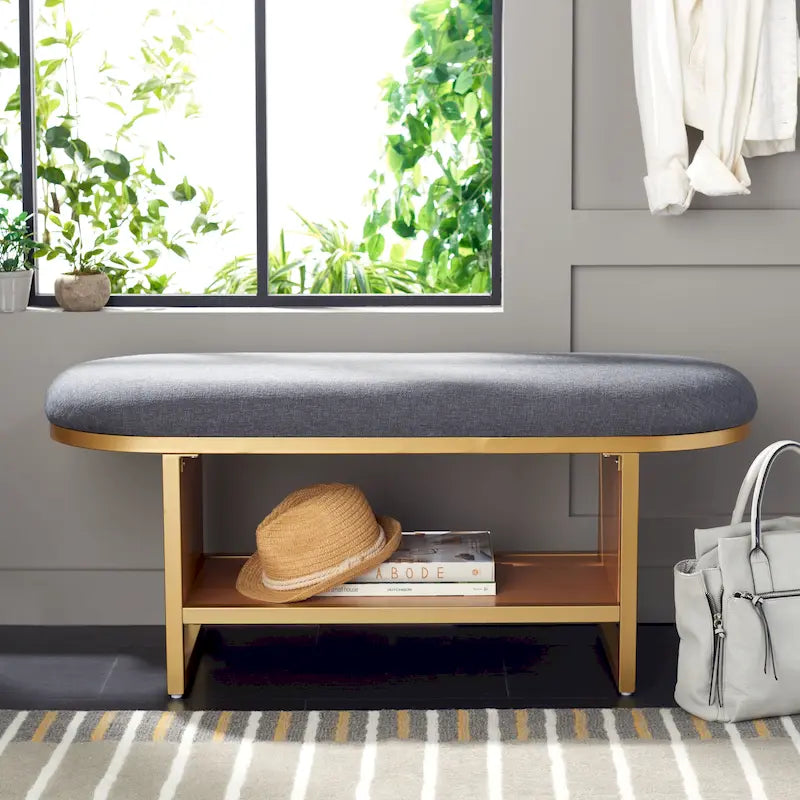Banc avec coussin et étagère ouverte - 42 W x 15 D x 18 H - 42Wx15Dx18H