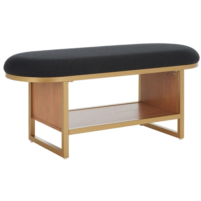 Banc avec coussin et étagère ouverte - 42 W x 15 D x 18 H - 42Wx15Dx18H