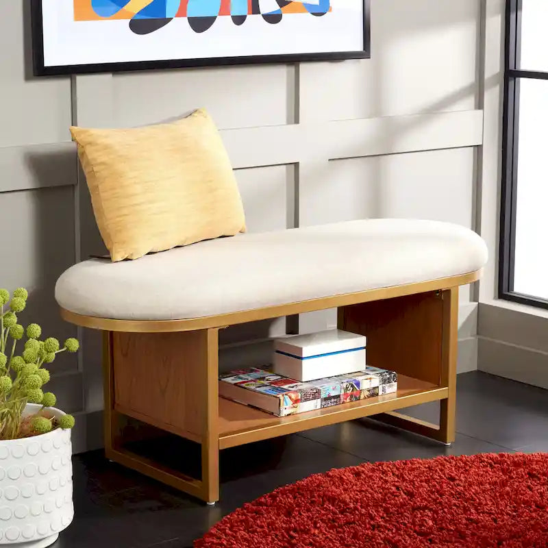 Banc avec coussin et étagère ouverte - 42 W x 15 D x 18 H - 42Wx15Dx18H