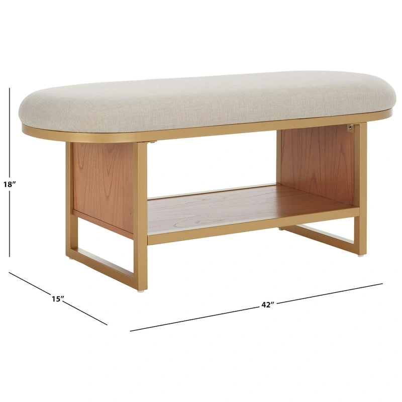 Banc avec coussin et étagère ouverte - 42 W x 15 D x 18 H - 42Wx15Dx18H
