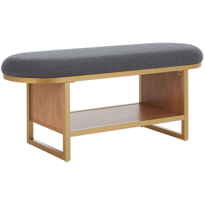 Banc avec coussin et étagère ouverte - 42 W x 15 D x 18 H - 42Wx15Dx18H