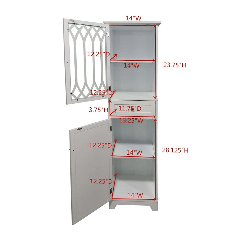 Hoher Badezimmerschrank - Wäscheschrank, Weiß