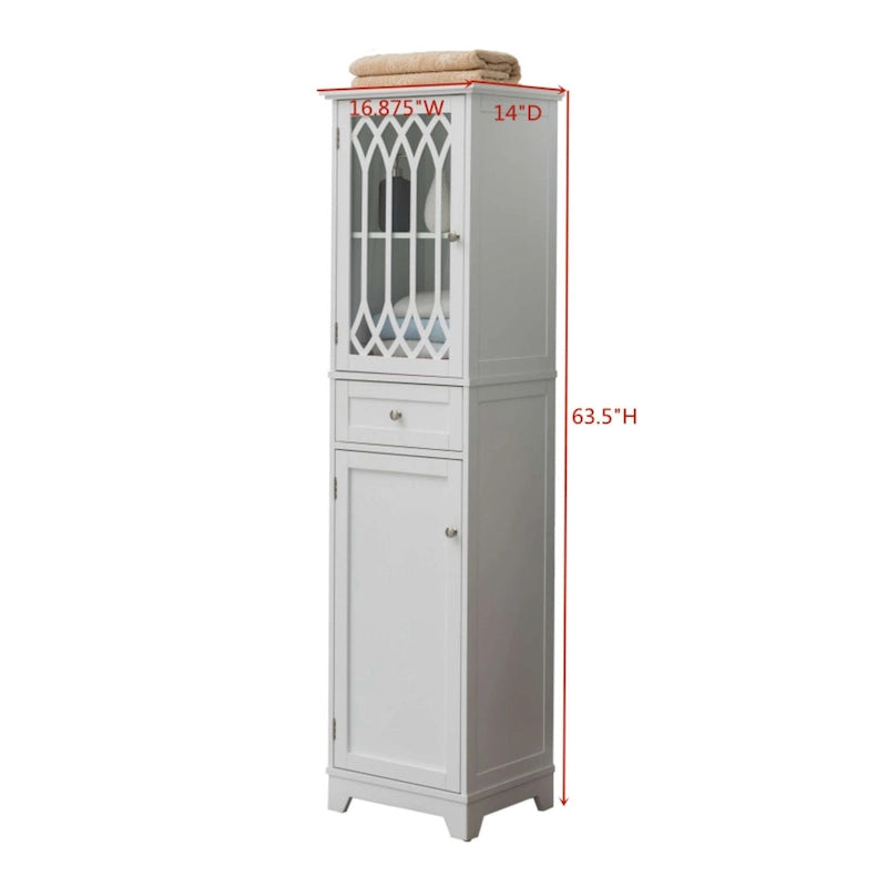 Hoher Badezimmerschrank - Wäscheschrank, Weiß