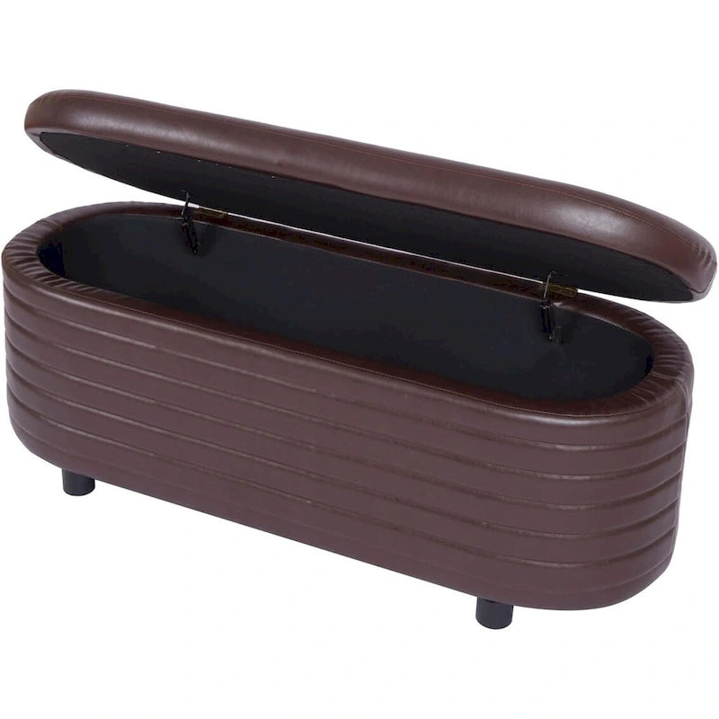 Banquette de rangement moderne en similicuir PU, repose-pieds rembourré pour entrée avec pieds en bois massif, banquette de bout de lit pour salon ou chambre