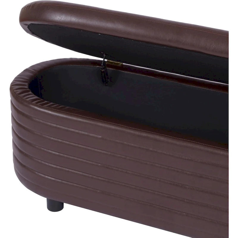 Banquette de rangement moderne en similicuir PU, repose-pieds rembourré pour entrée avec pieds en bois massif, banquette de bout de lit pour salon ou chambre