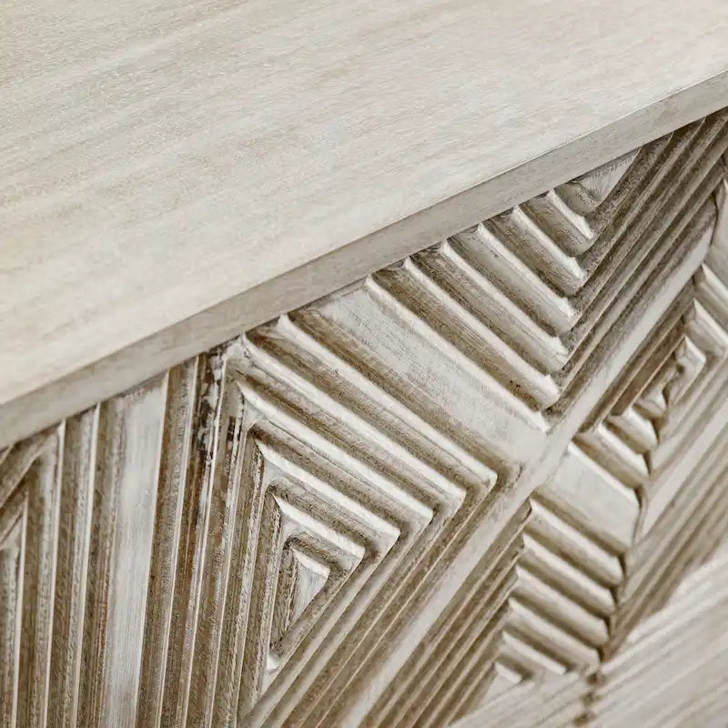 Buffet en bois de manguier sculpté de 42 pouces, à 4 portes, avec piètement en fer