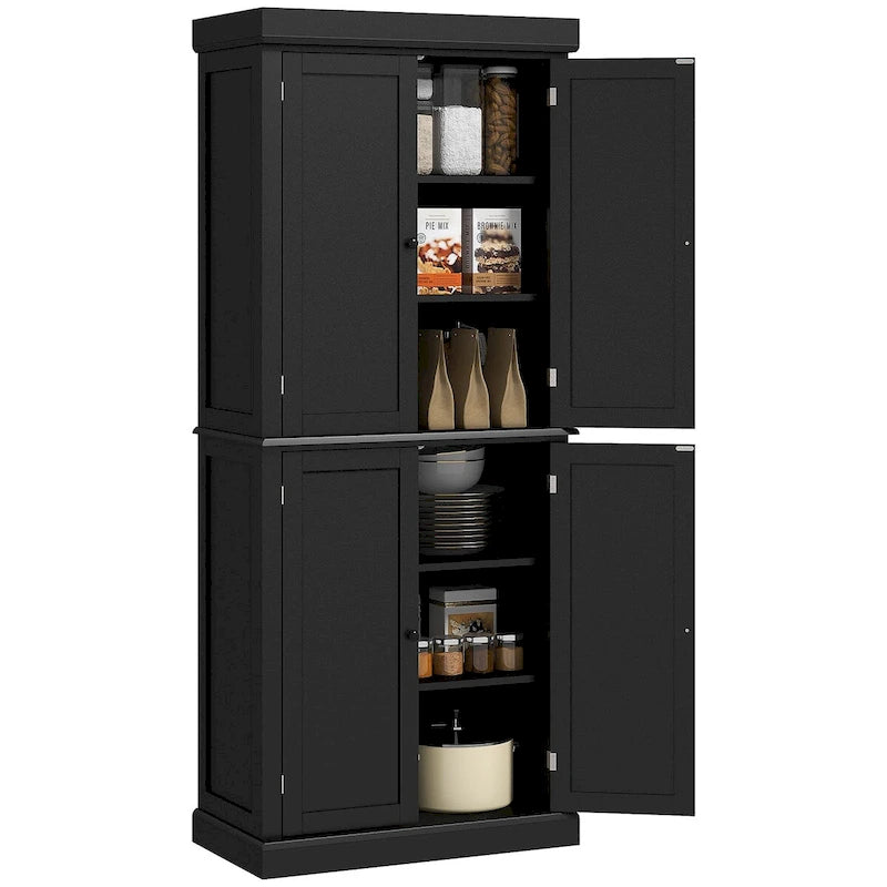 Garde-manger de cuisine de 72.5, armoire de cuisine à poser avec 4 portes et étagères réglables pour la salle à manger, MDF