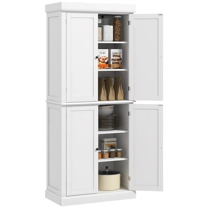 Garde-manger de cuisine de 72.5, armoire de cuisine à poser avec 4 portes et étagères réglables pour la salle à manger, MDF