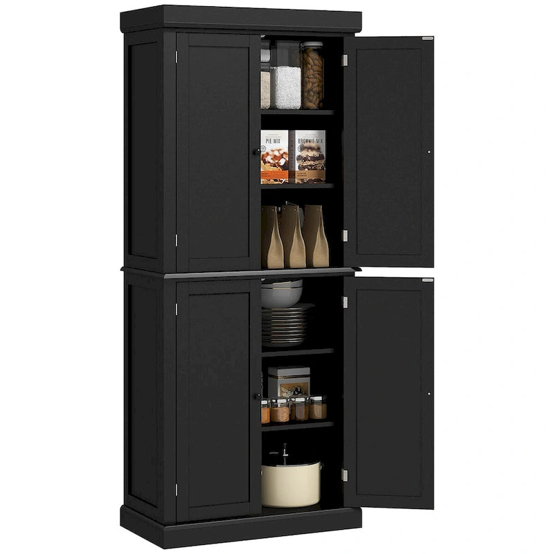 Garde-manger de cuisine de 72.5, armoire de cuisine à poser avec 4 portes et étagères réglables pour la salle à manger, MDF