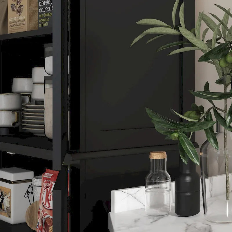 Garde-manger de cuisine de 72.5, armoire de cuisine à poser avec 4 portes et étagères réglables pour la salle à manger, MDF