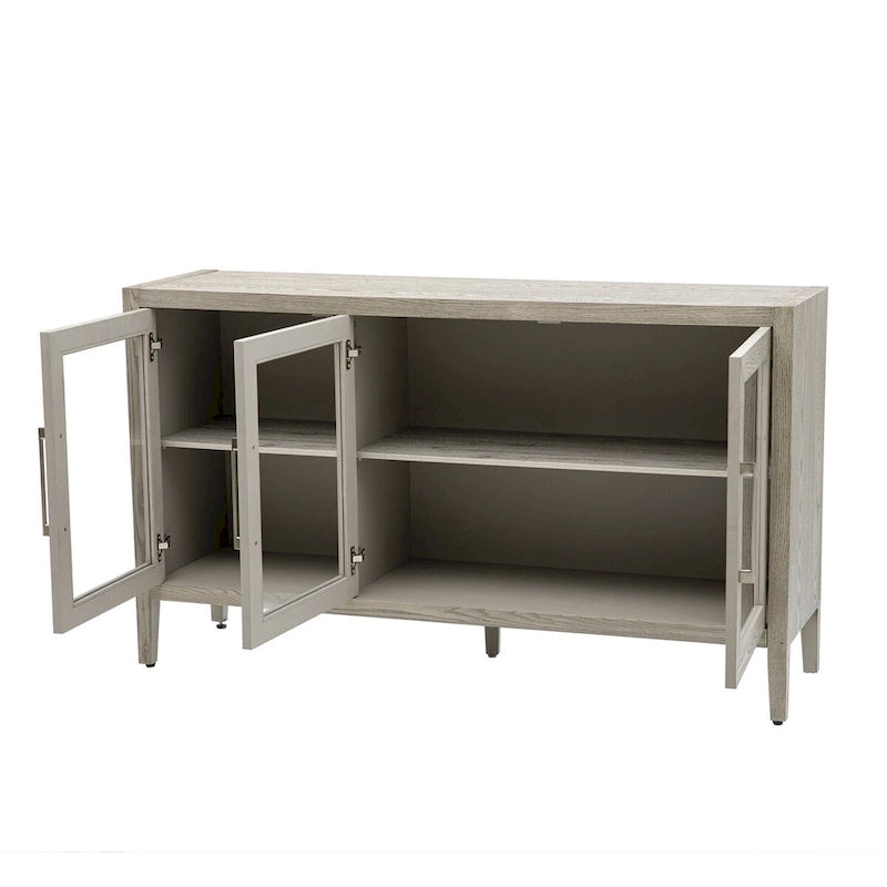 Meuble de rangement en bois avec 3 portes en verre trempé et étagère réglable