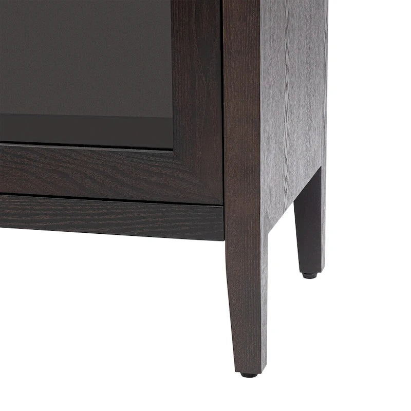 Meuble de rangement en bois avec 3 portes en verre trempé et étagère réglable