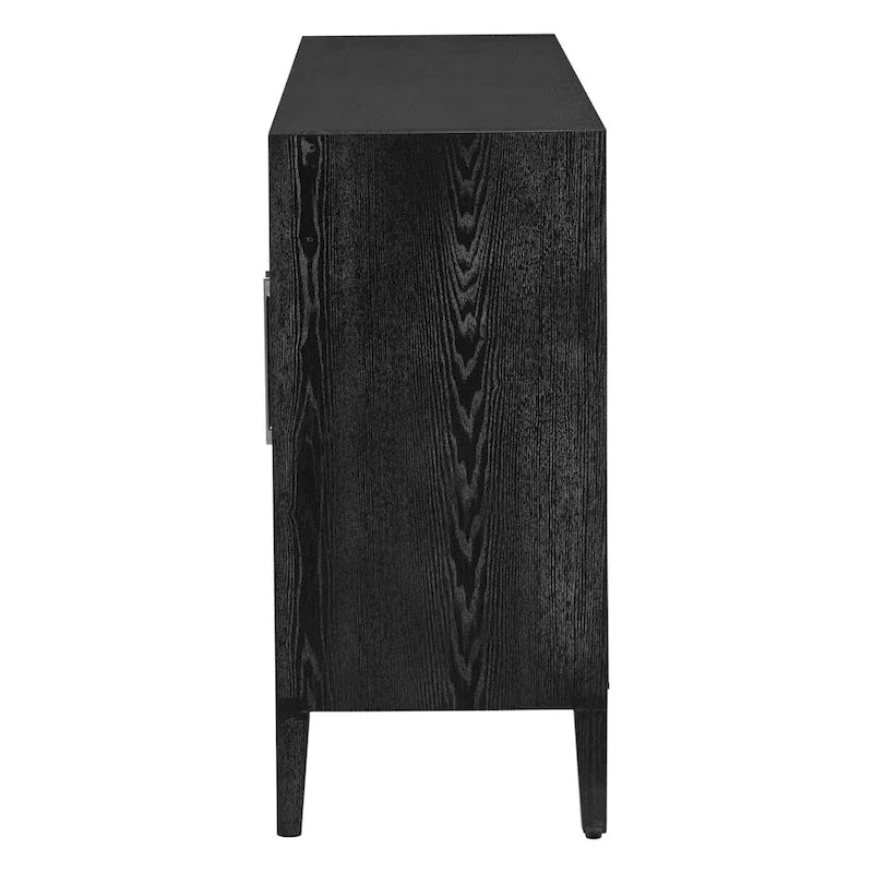 Meuble de rangement en bois avec 3 portes en verre trempé et étagère réglable
