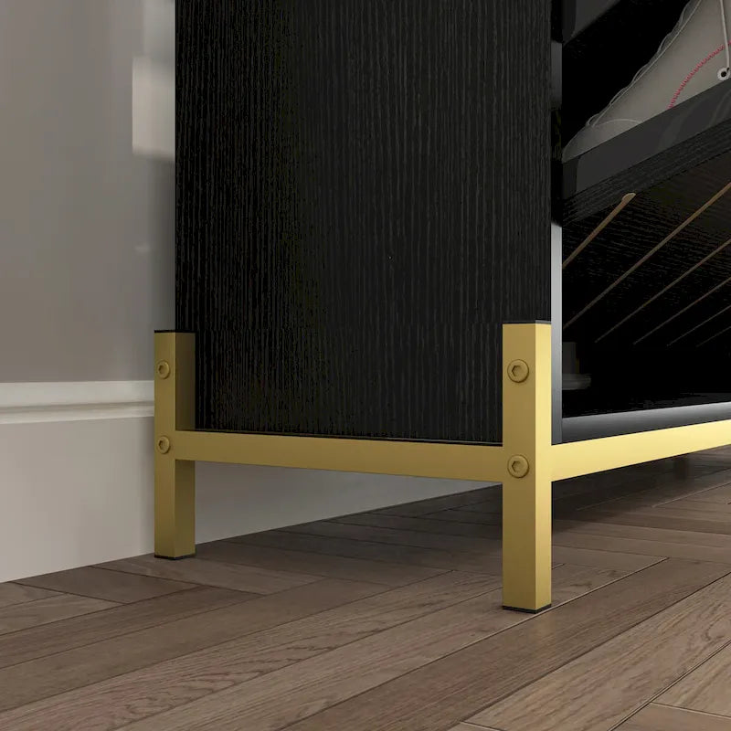 Meuble à chaussures avec 3 tiroirs basculants et étagères ouvertes, meuble à chaussures moderne et étroit pour entrée, range-chaussures dissimulé