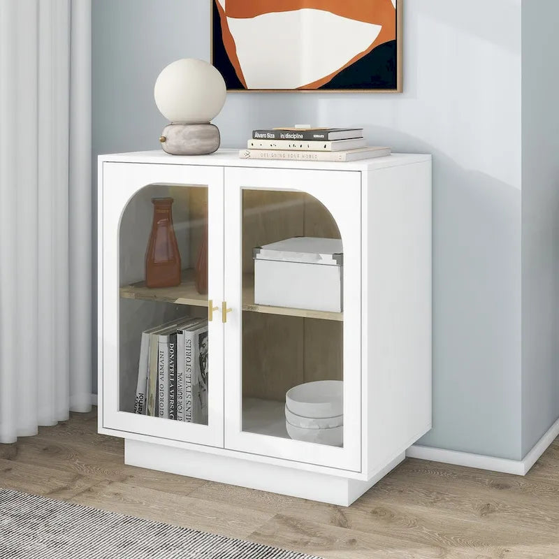 2 Aufbewahrungsschrank mit Glastür für Wohnzimmer, Esszimmer und Arbeitszimmer