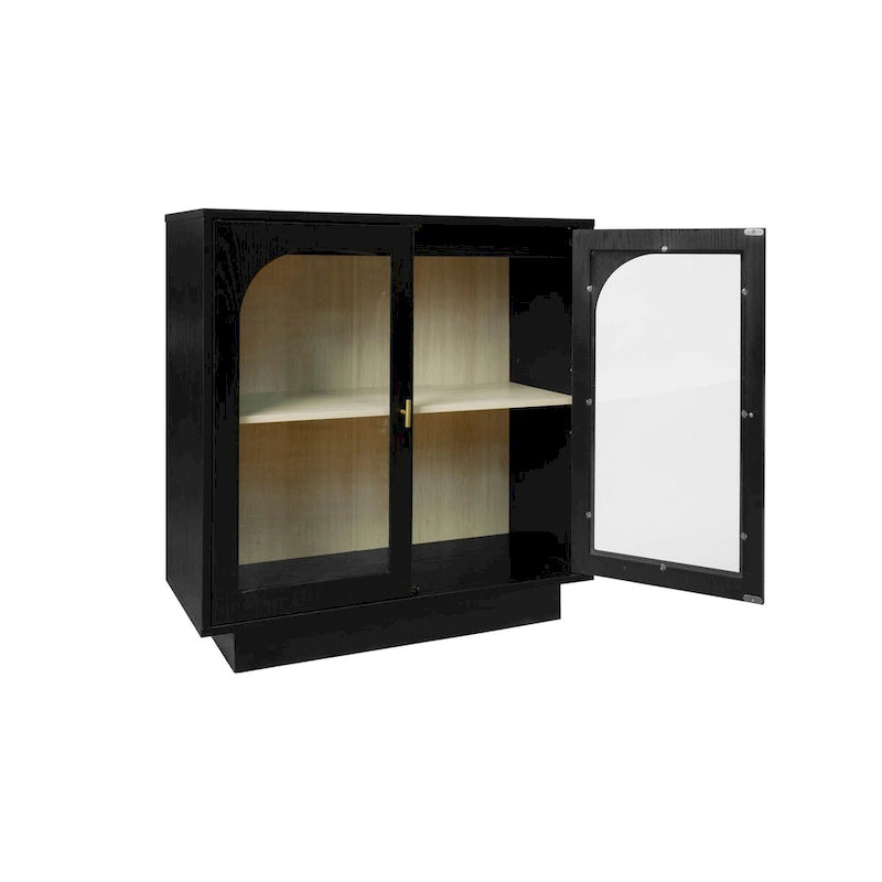 2 Aufbewahrungsschrank mit Glastür für Wohnzimmer, Esszimmer und Arbeitszimmer