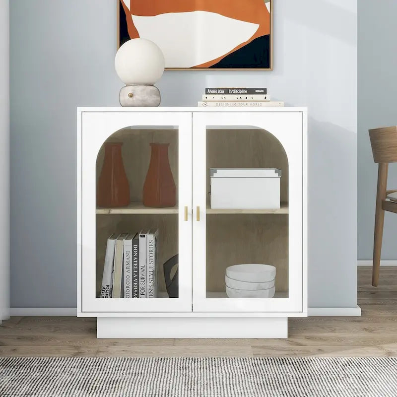 2 Aufbewahrungsschrank mit Glastür für Wohnzimmer, Esszimmer und Arbeitszimmer