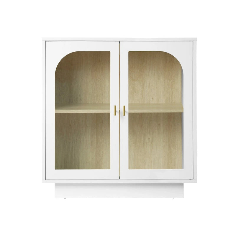 2 Aufbewahrungsschrank mit Glastür für Wohnzimmer, Esszimmer und Arbeitszimmer