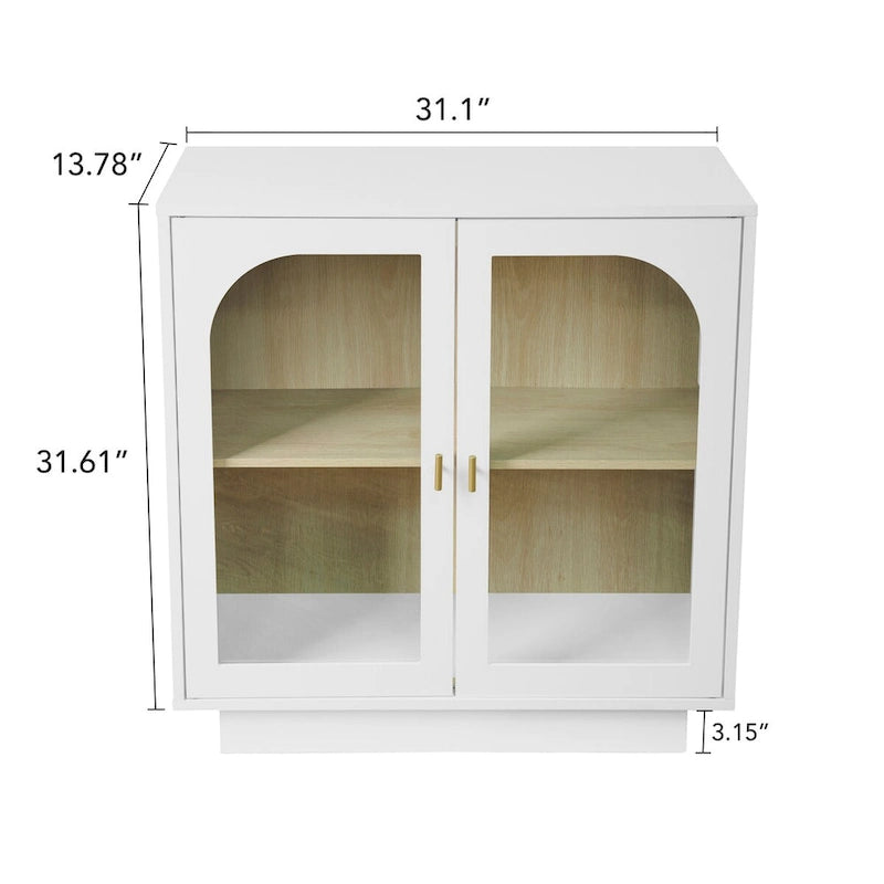 2 Aufbewahrungsschrank mit Glastür für Wohnzimmer, Esszimmer und Arbeitszimmer