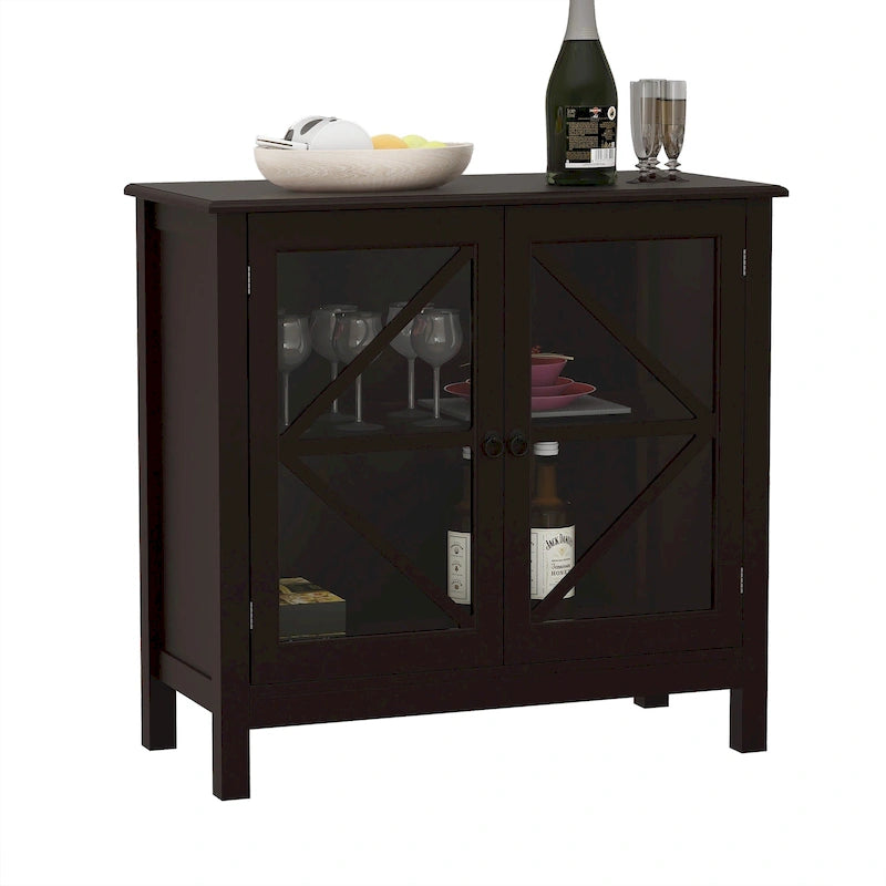 Armoire de cuisine à deux portes vitrées