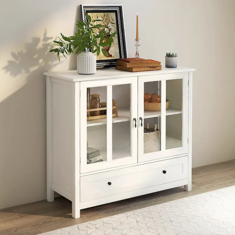 Armario de cocina con puertas dobles de vidrio