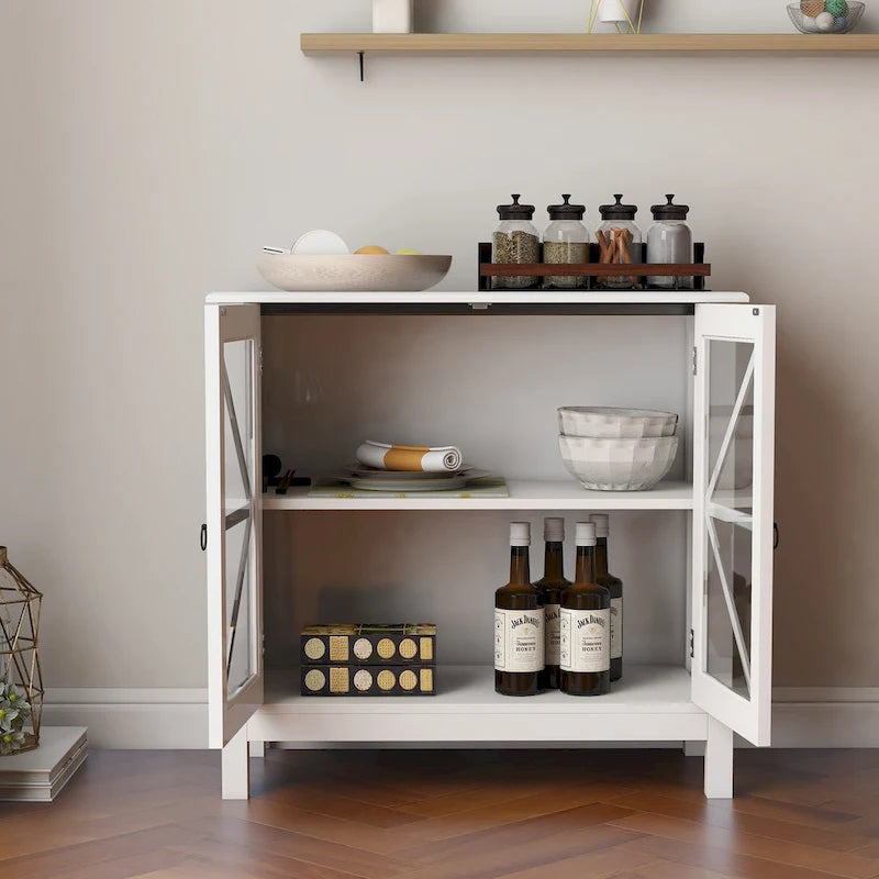 Armario de cocina con puertas dobles de vidrio