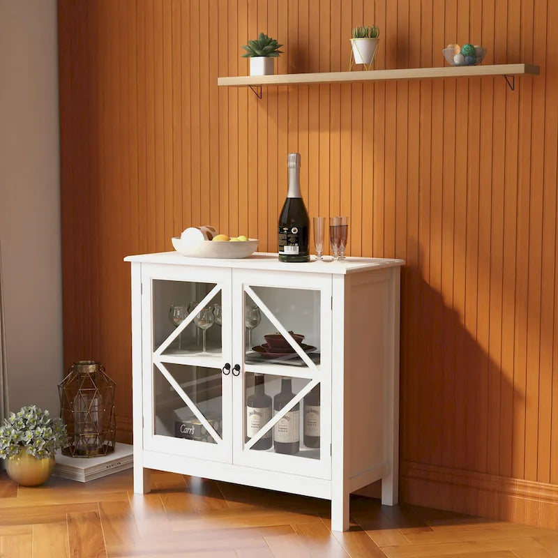 Armario de cocina con puertas dobles de vidrio